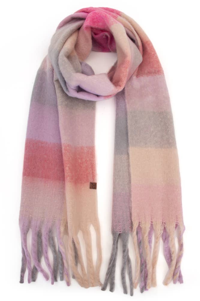 Hana - Wholesale Scarf - Women's - C.C Multi Color Block Plaid Check Pattern Woven Winter Scarf29