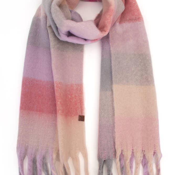 Hana - Wholesale Scarf - Women's - C.C Multi Color Block Plaid Check Pattern Woven Winter Scarf29