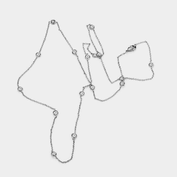 Sensibling Corp. - Wholesale Pendant/Charm Necklace - Gold Dipped Brass Metal Round CZ Station Necklace6