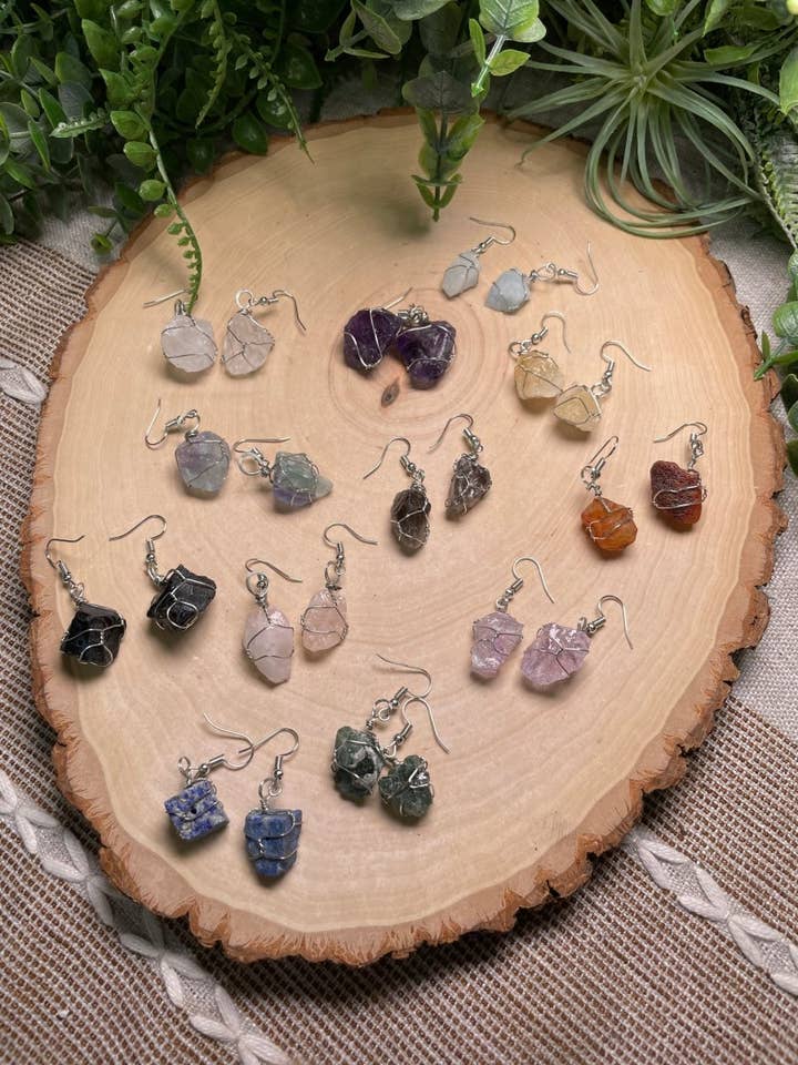 Wire Wrapped Crystal Earrings for wholesale by Copper Ashes