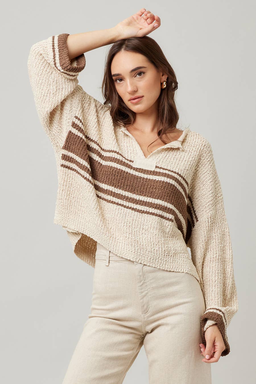 ILLA ILLA - Vente Pull en maille – femme - Pull à manches longues avec empiècements12
