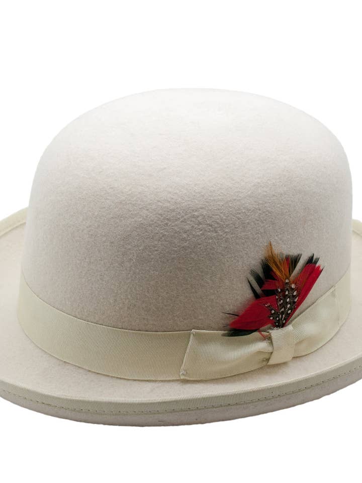 Premium Ull Off-White Derby Bowler Hat för wholesale av Ferrecci