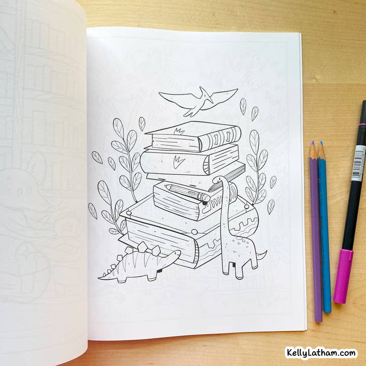 Kelly Latham Art - Wholesale Coloring & Activity Book - Adult - Bookish Daydreams - Book Lover Coloring Book Bookstore Gift2