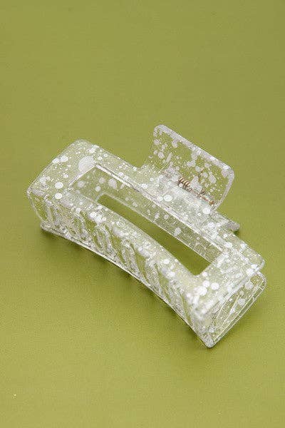 JOSSLYN by wall to wall - Wholesale Hair Clip - Women's - RECTANGLE CLEAR SPECKLE HAIR CLAW CLIPS | 40H5412