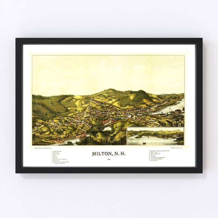 Vintage Map of Milton, New Hampshire 1888 for wholesale by Ted's Vintage Art