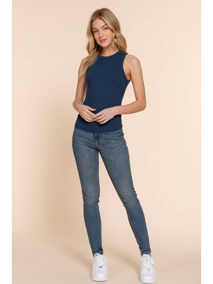 Active Basic | Active USA - Wholesale Knit Top - Women's - Sleeveless Crew Neck Rib Knit Top