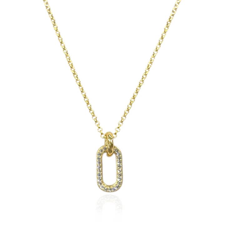Gold Clair Pave Link Necklace for wholesale by TAT2 DESIGNS