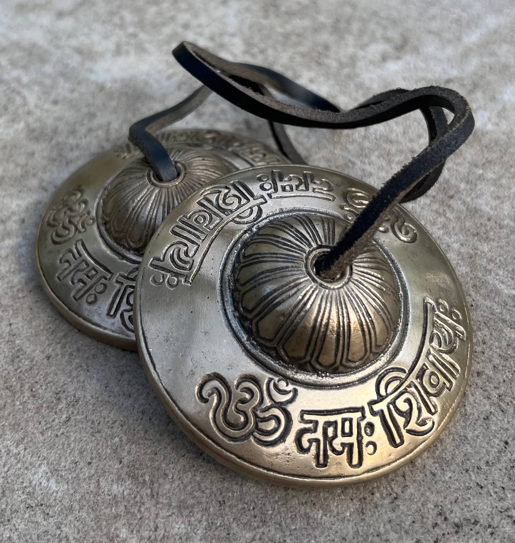 Lungta Imports - Wholesale Meditation Supplies - Large Meditation Yoga Hindu Om Tingsha Cymbal Bell Chimes 3
