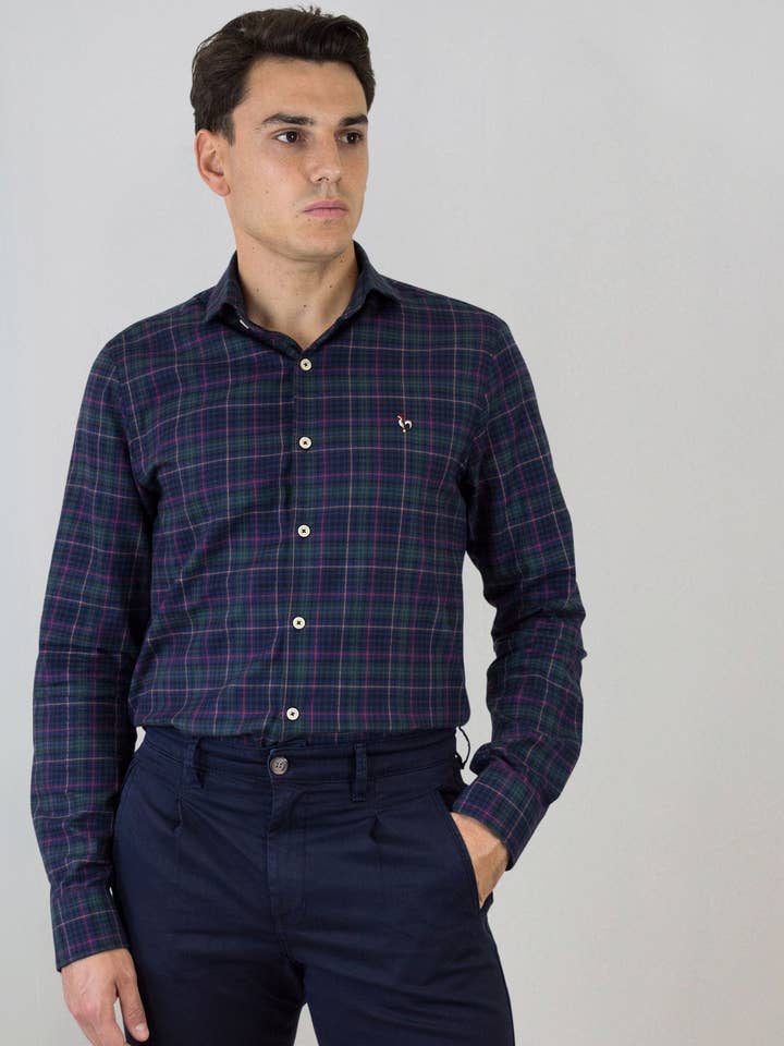 Marine kariertes Hemd für den Großhandel von Patadegayo