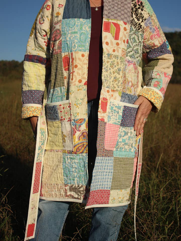 Reclaim Creative - Wholesale Coat - Women's - Quilt Coat - Patchwork Tie Waist2