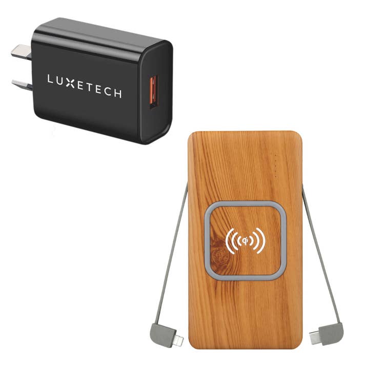LUXETECH - Wholesale Portable charger - Wireless Power Bank Bamboo2