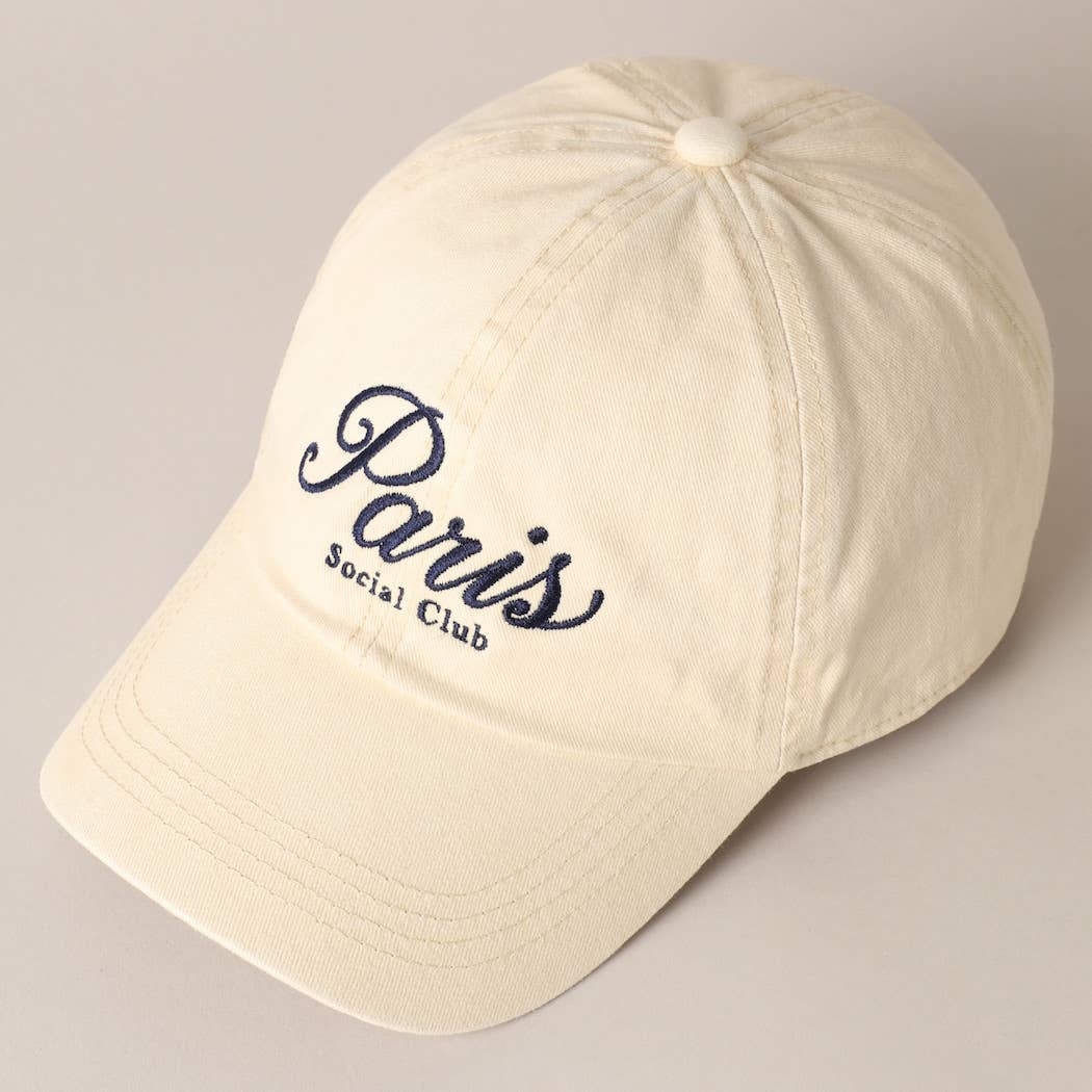 Fashion City - Wholesale Baseball Cap - Women's - Paris Social Club Text Embroidery Baseball Cap5