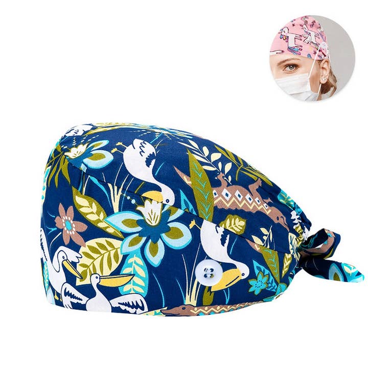 ACCITY - Wholesale Ponytail Cap - Women's - PRINTED SURGICAL CAP SCRUB CAP COTTON NURSE CAP_CWAH3378