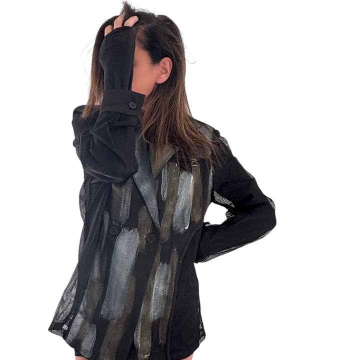 Blazer peint « Métallique & Maille » pour la vente par Wren + Glory