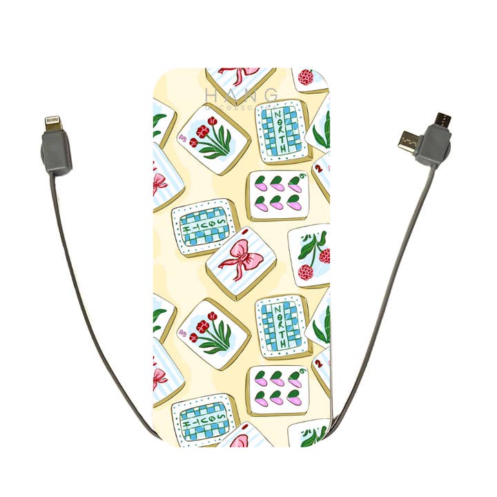 Mahjong Portable Phone Charging Bank with Cords for wholesale by Hang Accessories