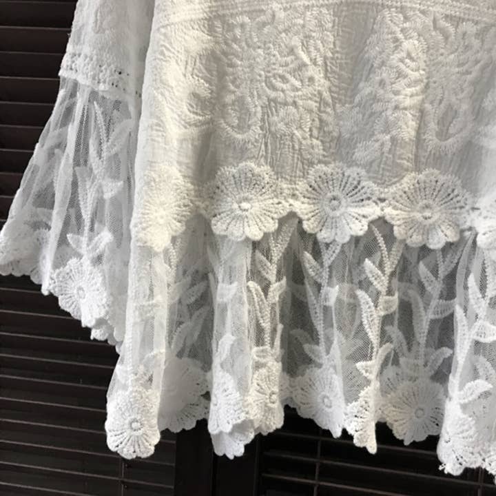 White Crosa - Floral Bell Sleeve Pullover for wholesale on Faire