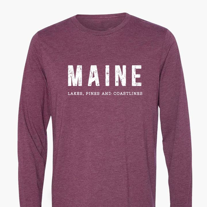 Reclaimed Maine Co. - Wholesale Screen Printed T-Shirt - Women's - MAINE Long Sleeve T-Shirt | Maine Apparel