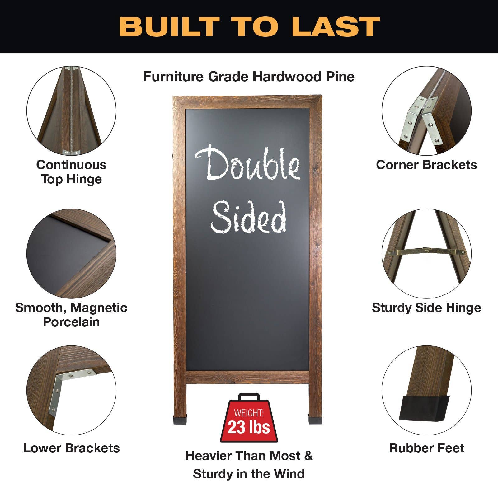 Black Extra Large Gigantic Sandwich Board Sidewalk Chalkboard Sign for wholesale on Faire2