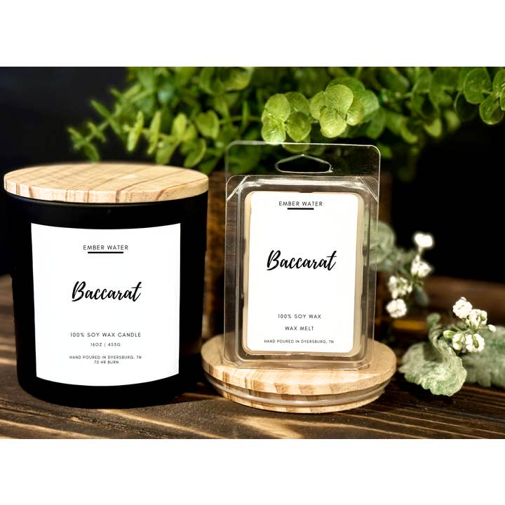 Ember Water - Vente Bougie en bocal - Bougie 100 % soja 16 oz Baccarat