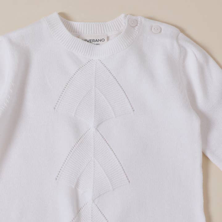 Dove White Pointelle Knit Baby Sleep Gown & Hat 2pc -Organic for wholesale on Faire