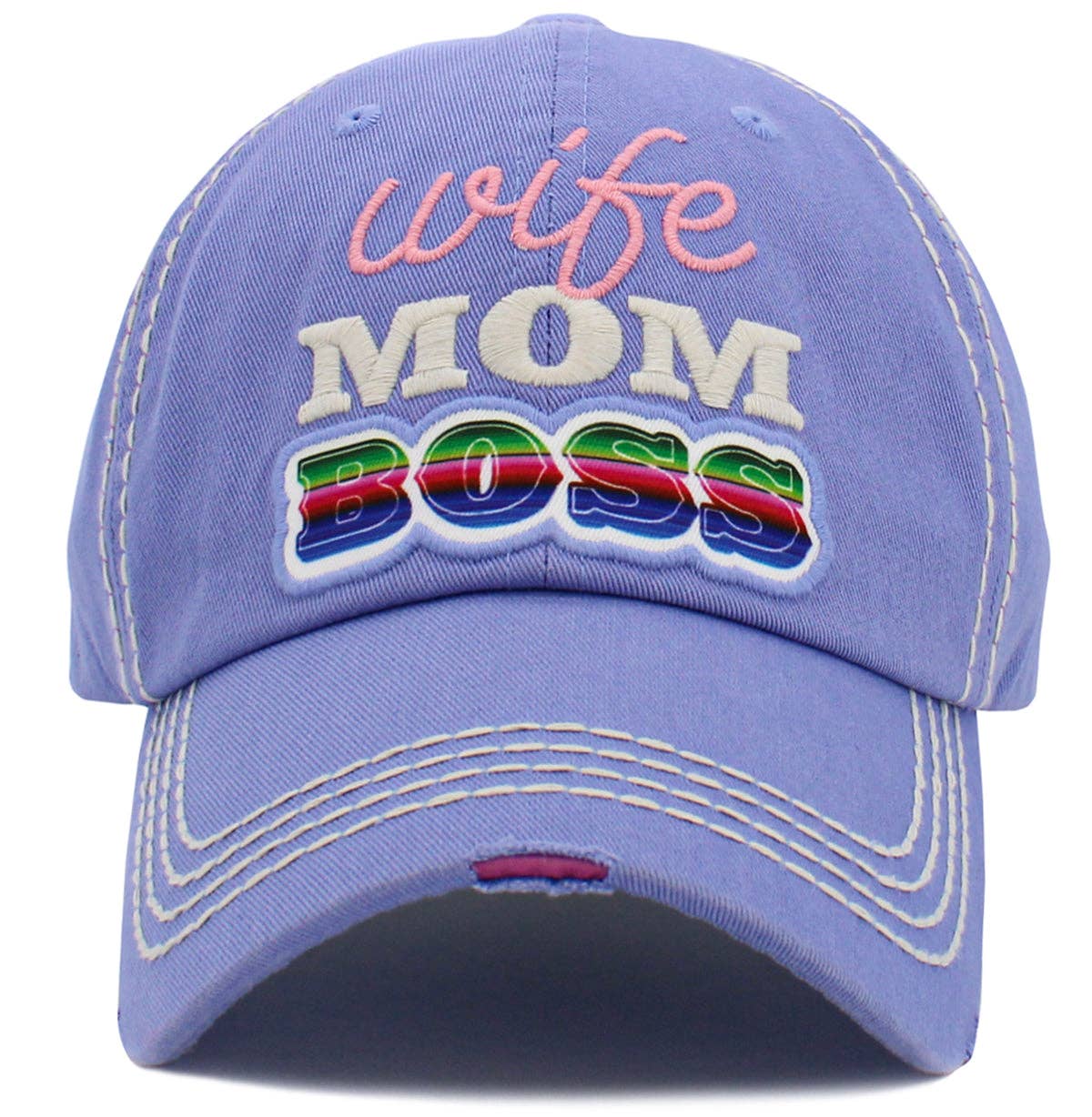 MiMi Wholesale - Wholesale Baseball Cap - Women's - KBV1488 'Wife Mom Boss' Washed Vintage Ballcap4