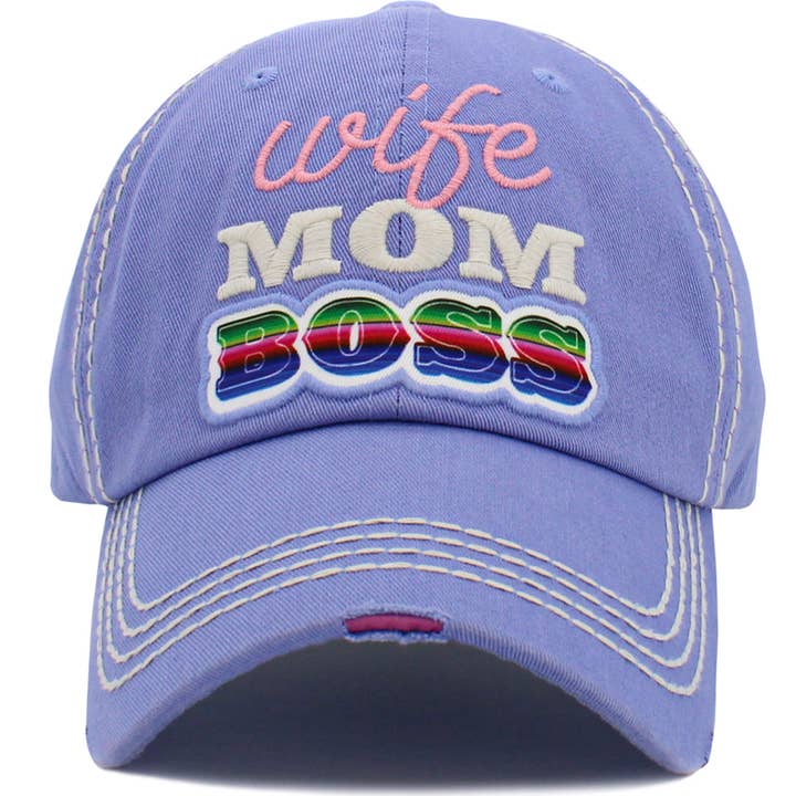 MiMi Wholesale - Wholesale Baseball Cap - Women's - KBV1488 'Wife Mom Boss' Washed Vintage Ballcap4