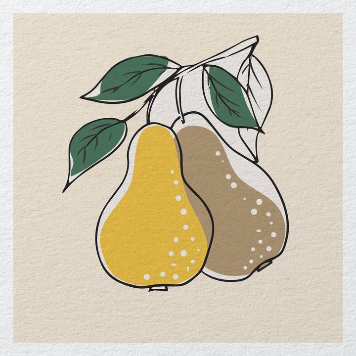 Panel de tela impresa de peras, fruta, comida, cocina para venta al por mayor de Hills Of Fabric