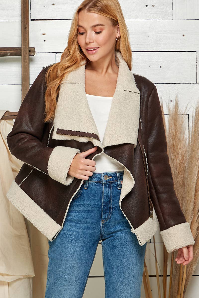 MARRÓN Chaqueta de cuero sintético Timberline de venta al por mayor en Faire1