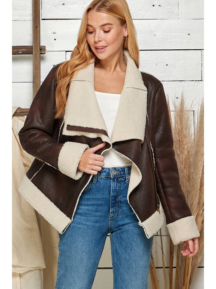 BROWN Timberline Faux Leather Jacket for wholesale on Faire1