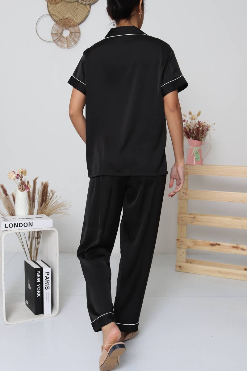 Belle Com'Elle – wholesale Sleepwear set – Women's – Solid Satin Pajama Set / N4651114