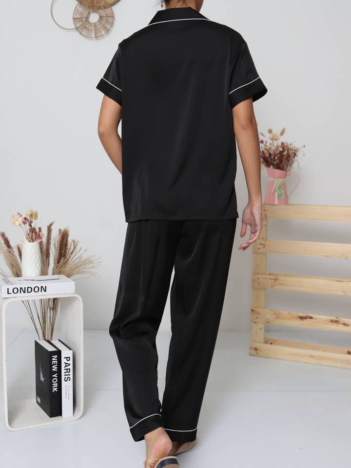 Belle Com'Elle – wholesale Sleepwear set – Women's – Solid Satin Pajama Set / N4651114