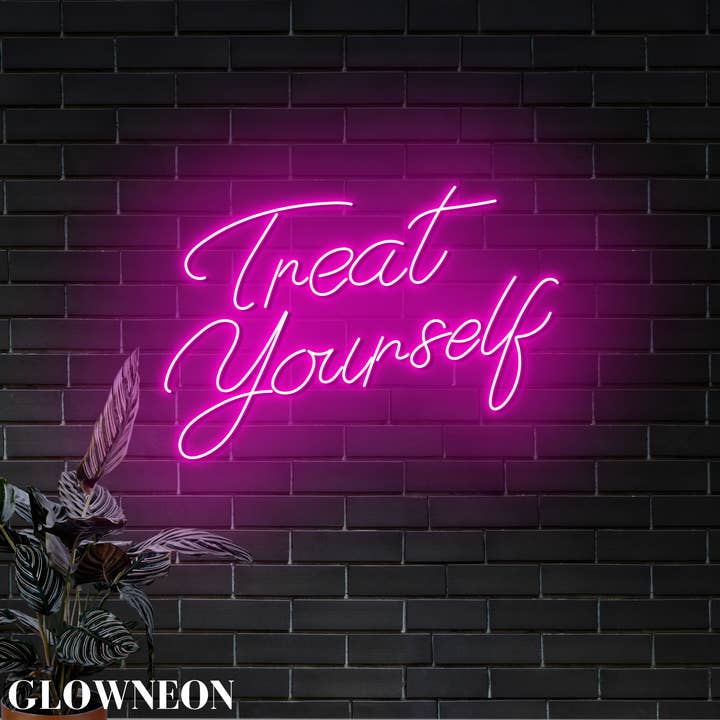 Glow Neon - Wholesale Neon Sign - Treat Yourself Neon Light Signs, Motivational Quote Wall Art