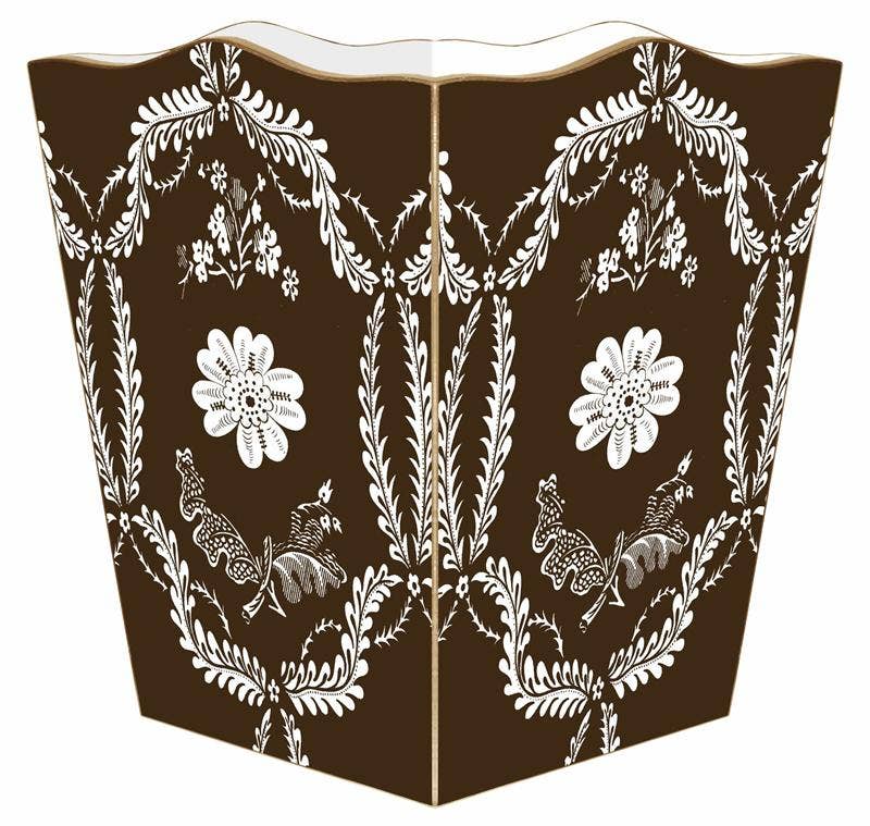 Marye-Kelley - Wholesale Trashcan/Trash Bin - WB467-Brown Provencial Wastepaper Baset0