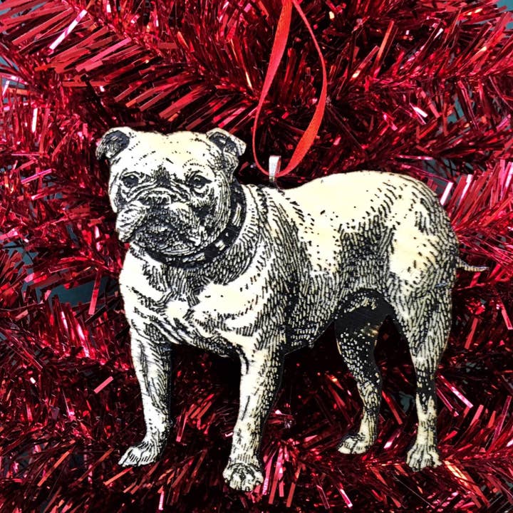 Toad Hill Farm - Wholesale Ornament - Bulldog Ornament - Laser Cut Wood Dog Christmas Ornaments4