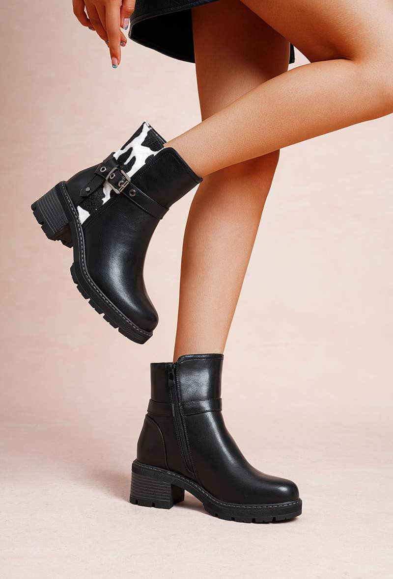 LADY GLORY - Wholesale Booties - Women's - Women's Ankle Boots with Cow Print – Originality & Urban Style0