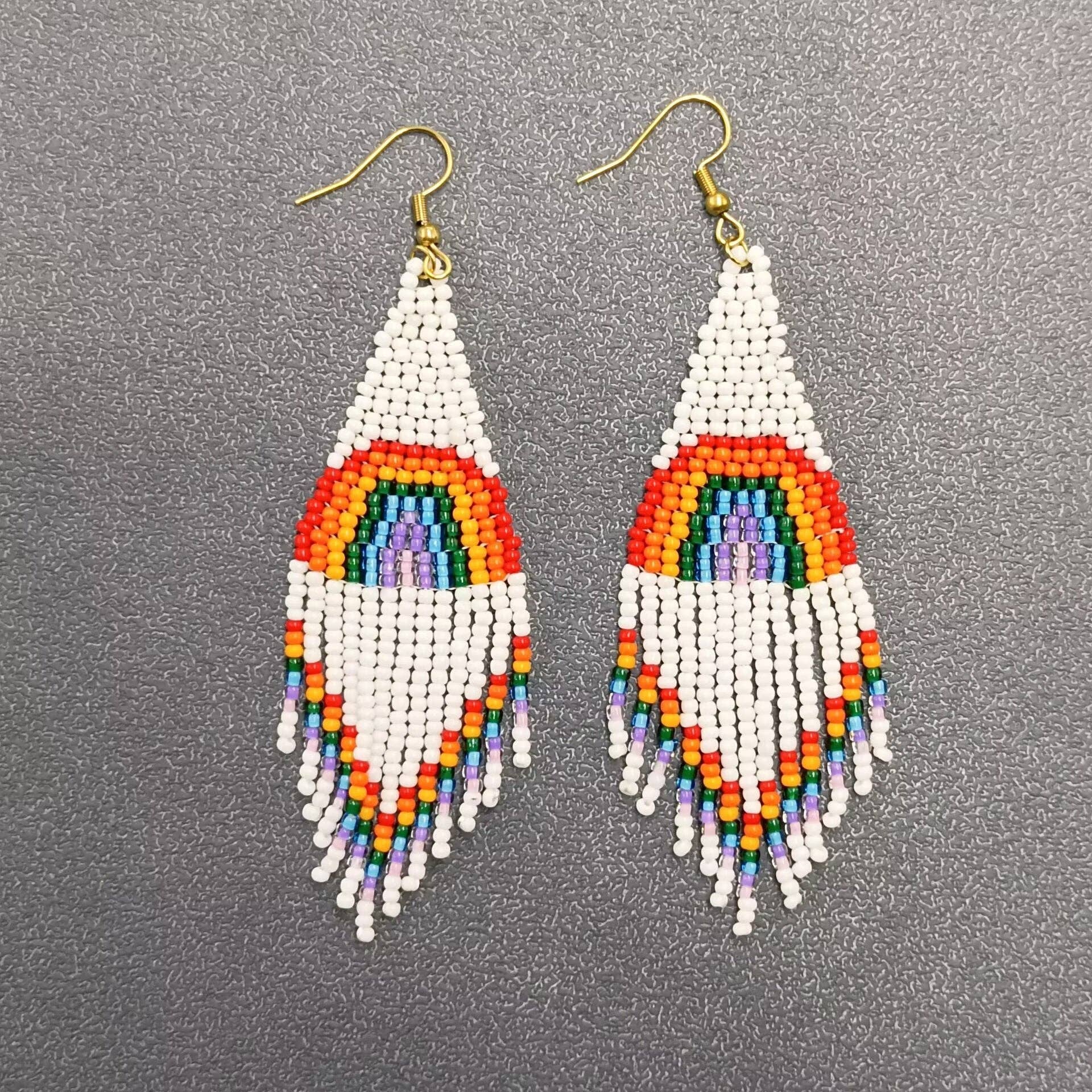 Mio Queena - Wholesale Tassel Earrings - Rainbow Seed Beads Fringe Earrings - SB1