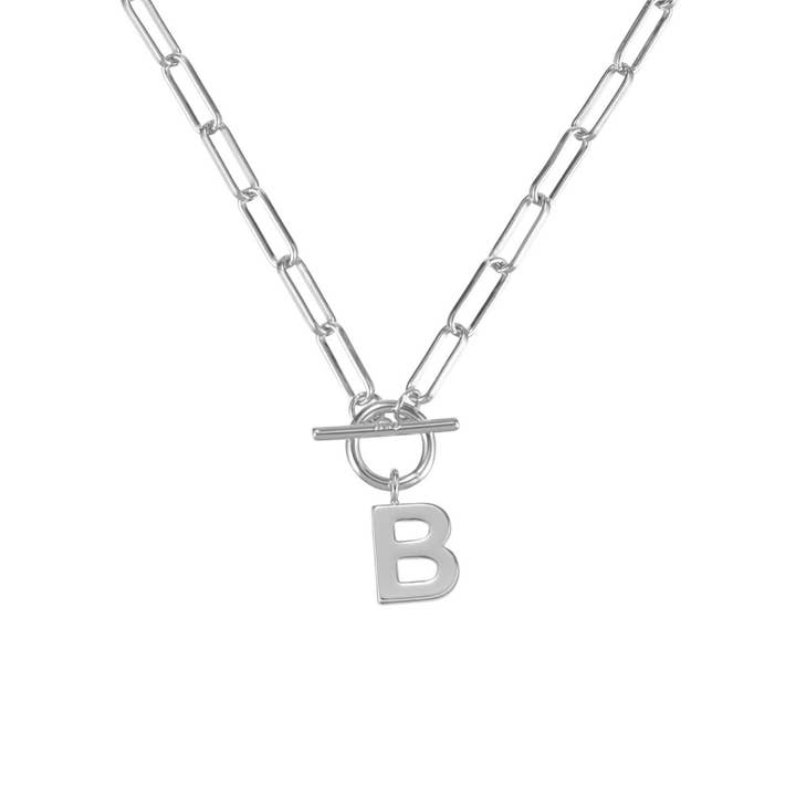 Natalie Wood Designs - Wholesale Pendant/Charm Necklace - Toggle Initial Necklace Pre-Pack, Silver5