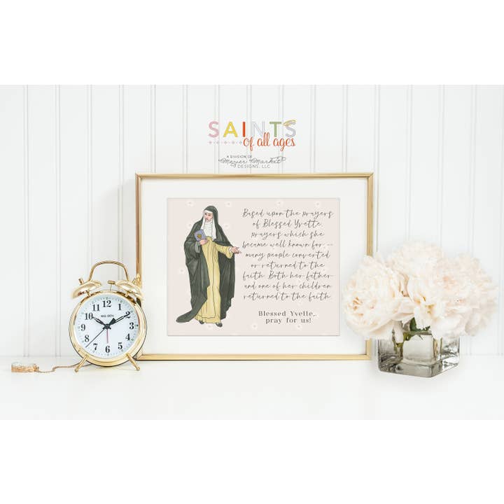 Blessed Yvette poster print. Blessed Yvette Wall Art. First Communion. Prayer Poster Catholic Print. Baptism. Saint Yvette prayer print. for wholesale by Meyer Market Designs