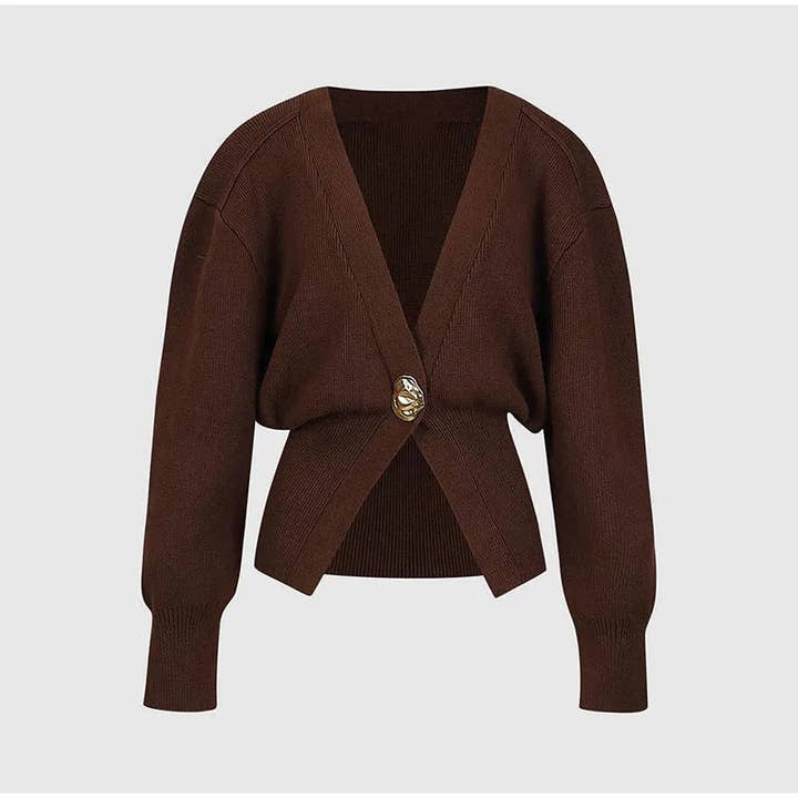 SALINA TRADING INC – wholesale Cardigan – Women’s – Minimalist V-Neck Button Knit Cardigan