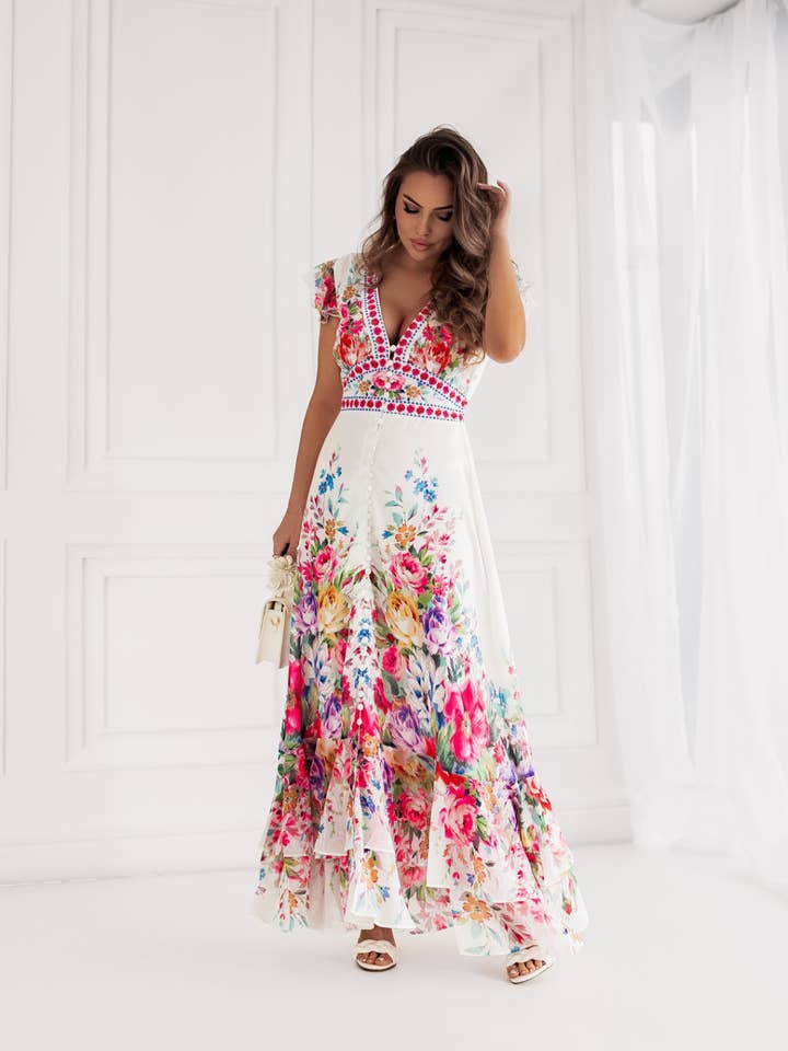 Abito Maxi "Flora" – Spirito Riviera & Ricami Boho per la vendita all'ingrosso da parte di LILY MCBEE