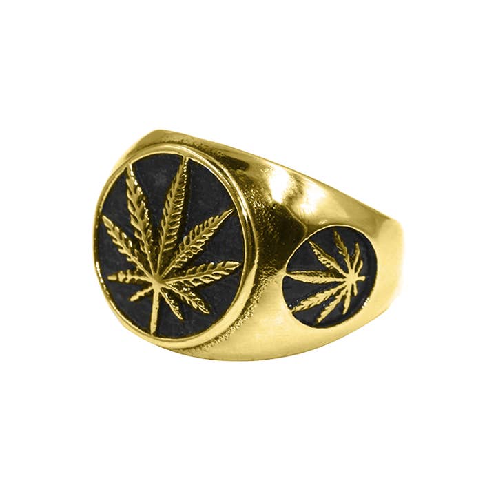 Awaken - Wholesale Midi Ring - A-632 Cannabis Leaf Ring2