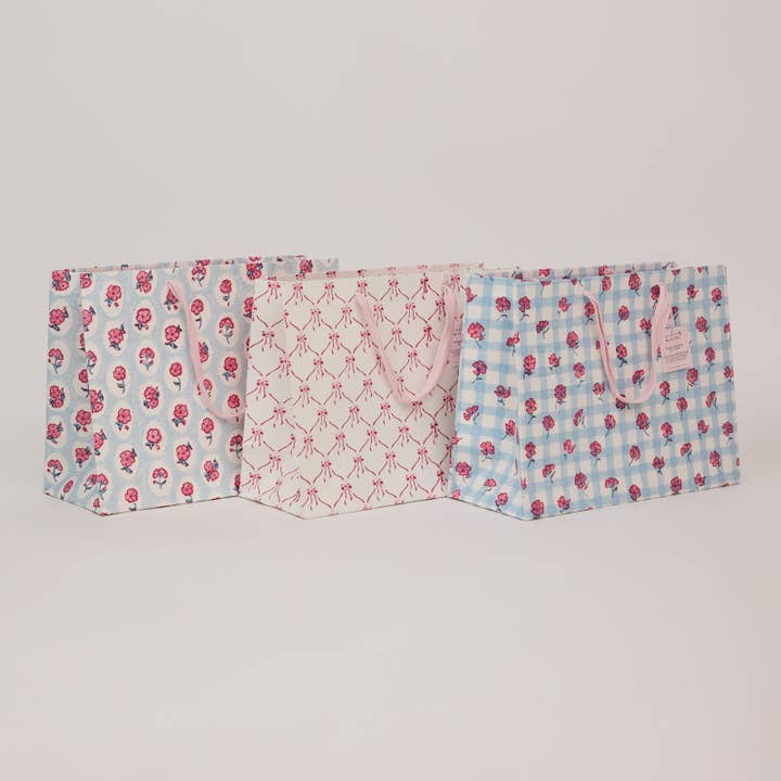 Hand Block Printed Gift Bags (Large) - Pink Sorbet for wholesale by Paper Mirchi