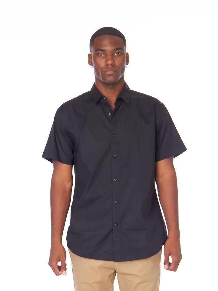 Men's Cotton Stretch Short Sleeve Solid Shirt for wholesale by Hawk's Bay