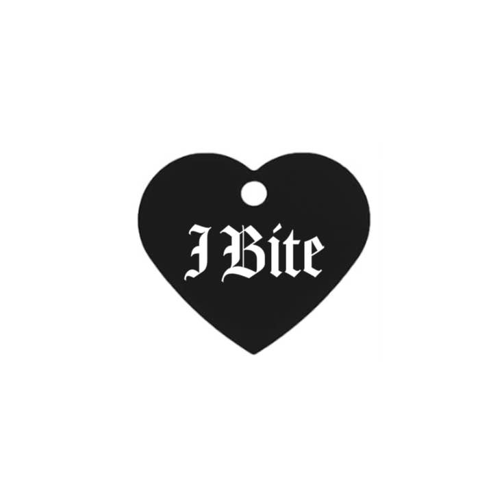 Wickedly Divine Shop - Wholesale Pet Collar Charm - Cat/Dog - Gothic BDSM Fetish Pet Collar Tags, I Bite Heart0