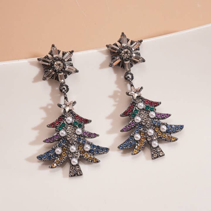 alberalkirk - Wholesale Dangle earrings - Christmas Snowflake Pearl Earrings with Silver Needle S5P6292