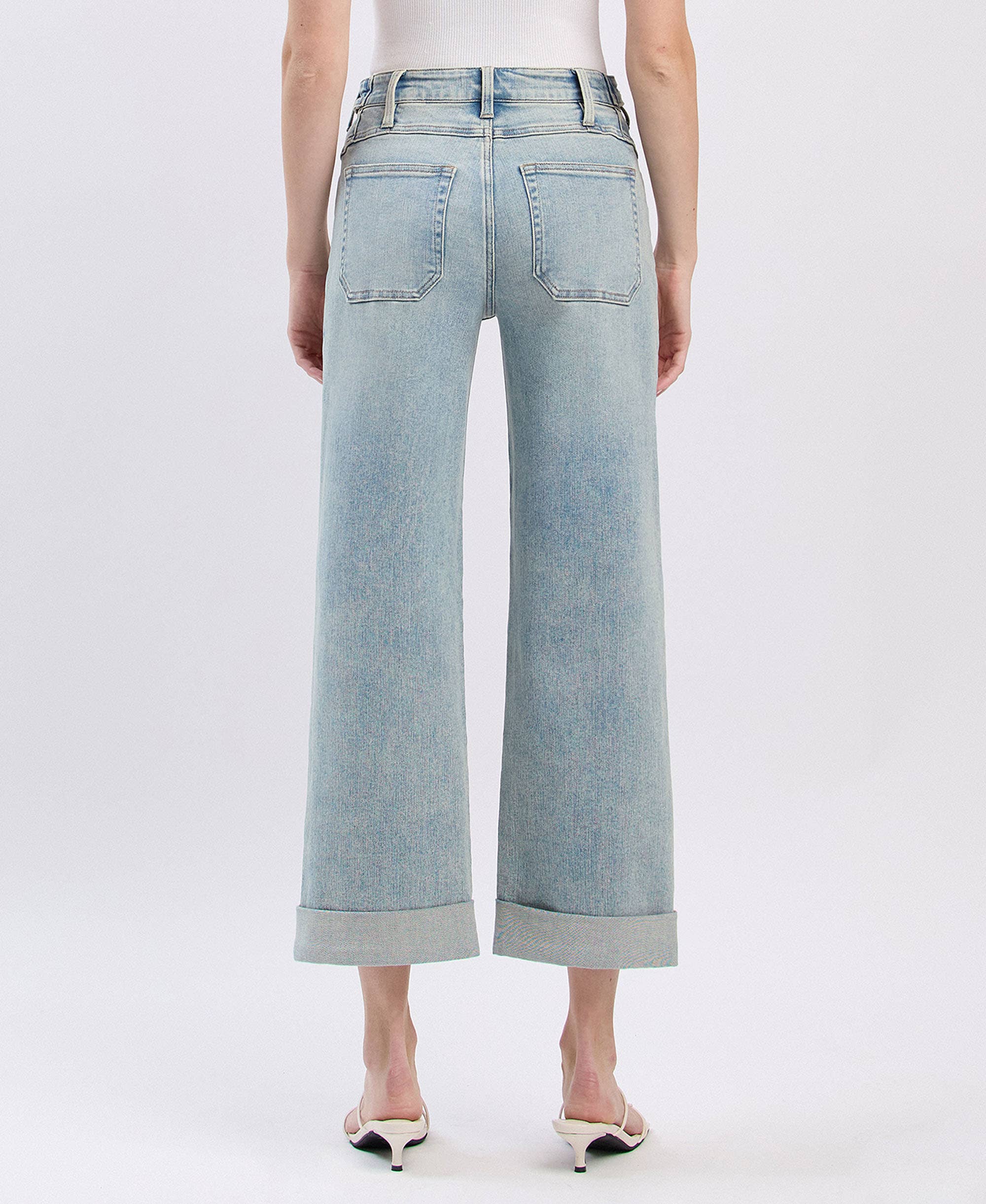 KOMMISSÆR SUPER HIGH RISE TAB TALJEBÅND MANCHET SLIM WIDE JEANS F6000 for engroshandel på Faire1
