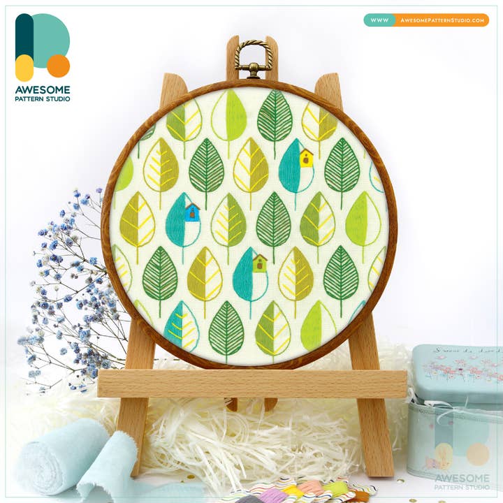 Leaves Pattern Embroidery Kit for wholesale by Awesome Pattern Studio