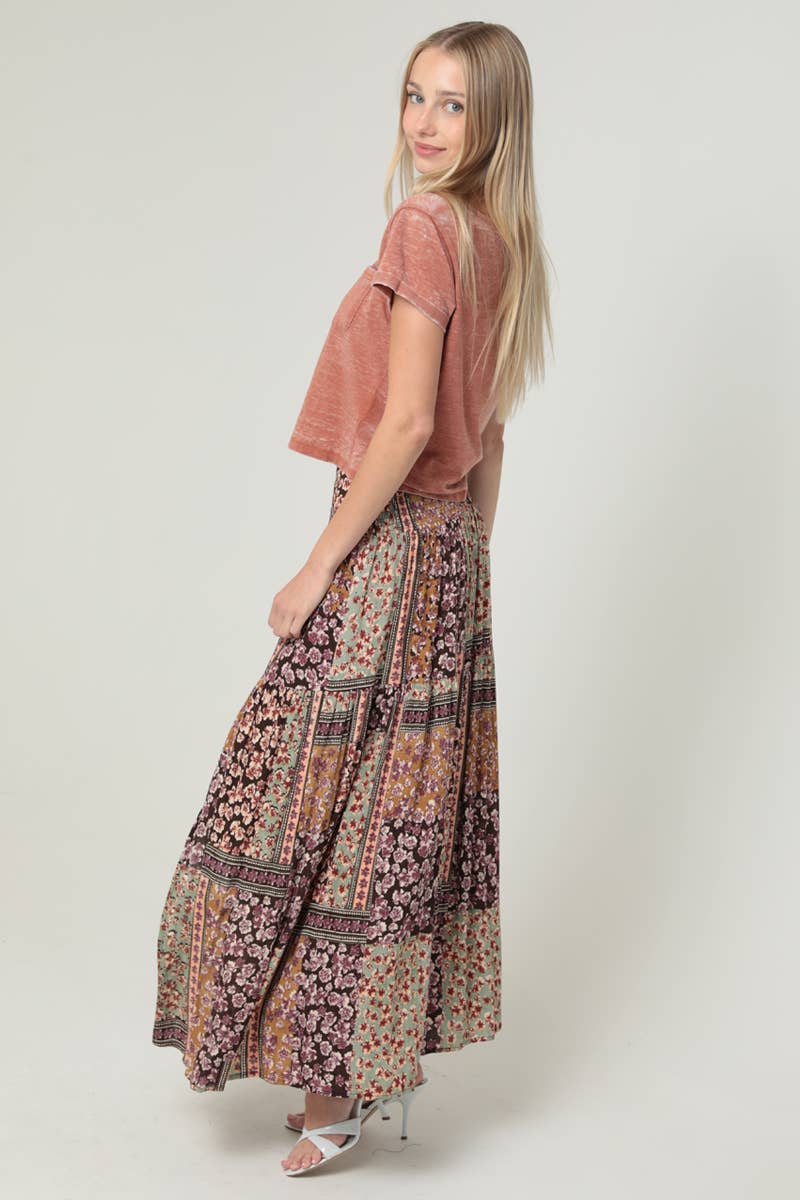 ANGIE - Wholesale Skirt - Women's - B6B26-A947 PRINTED MAXI SKIRT WITH SIDE SLIT3