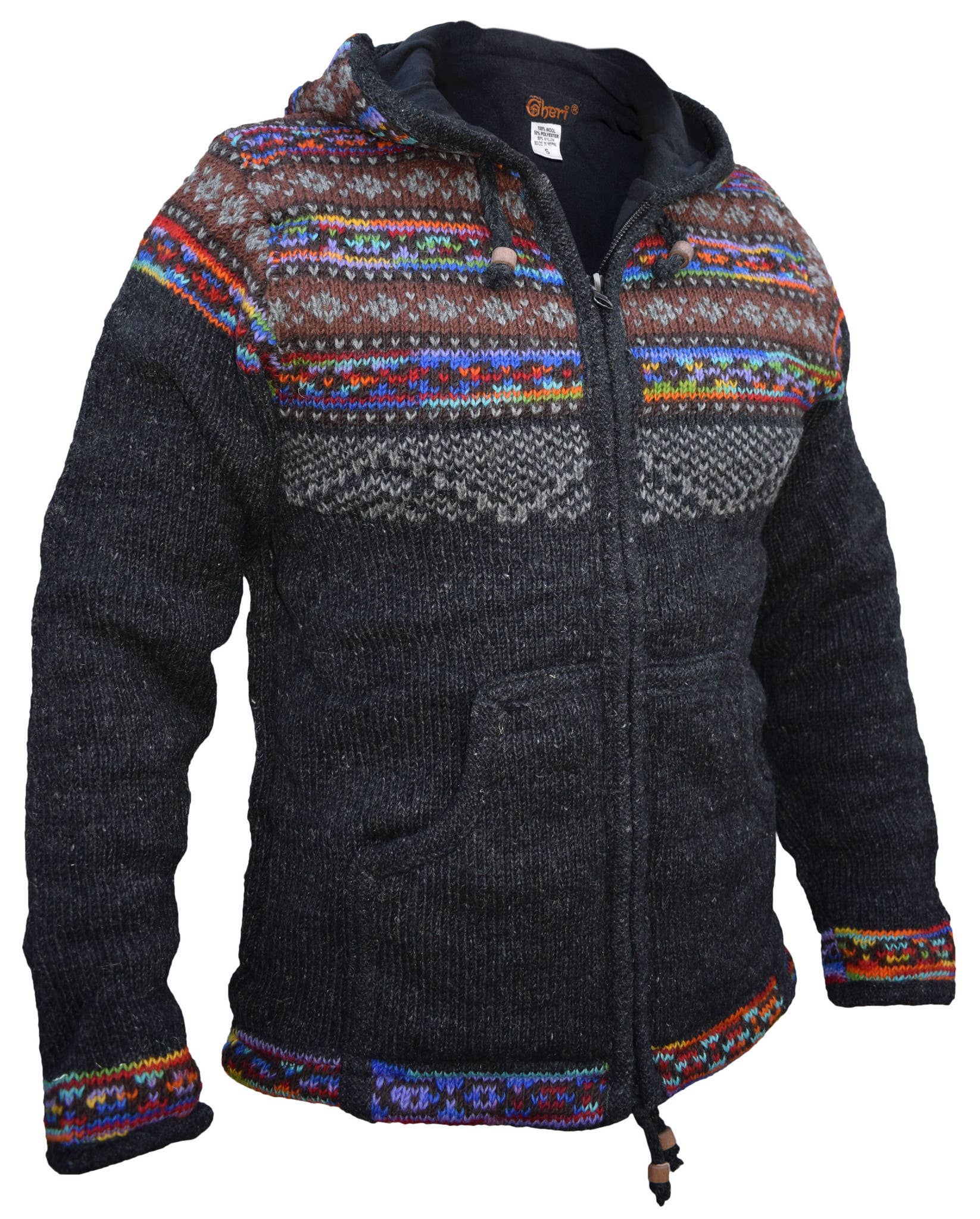 Gheri - Vente Veste – femme - Veste en laine tricotée double face doublée en polaire motif Fair Isle flocon de neige1