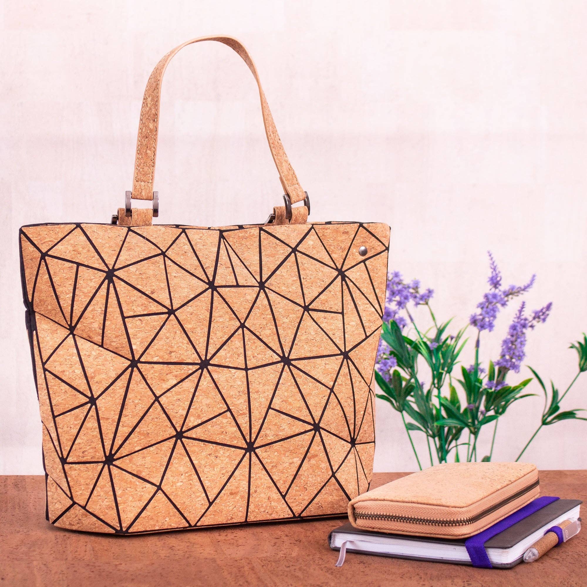 Meninas Bonitas Cork - Wholesale Tote Bag - Women's - Cross-road, Geometric Cork Handbag for Women BAG-22072